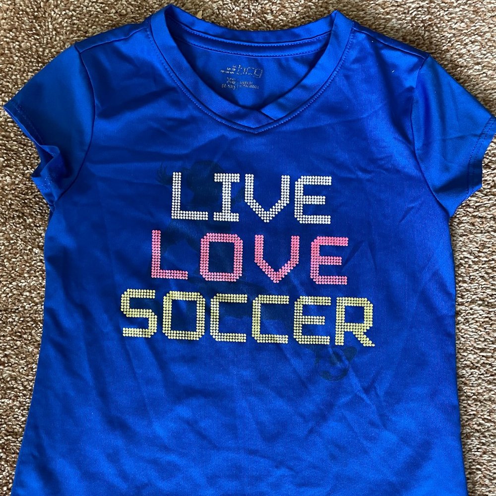 BCG blue T SHIRT "LIVE LOVE SOCCER" 6X